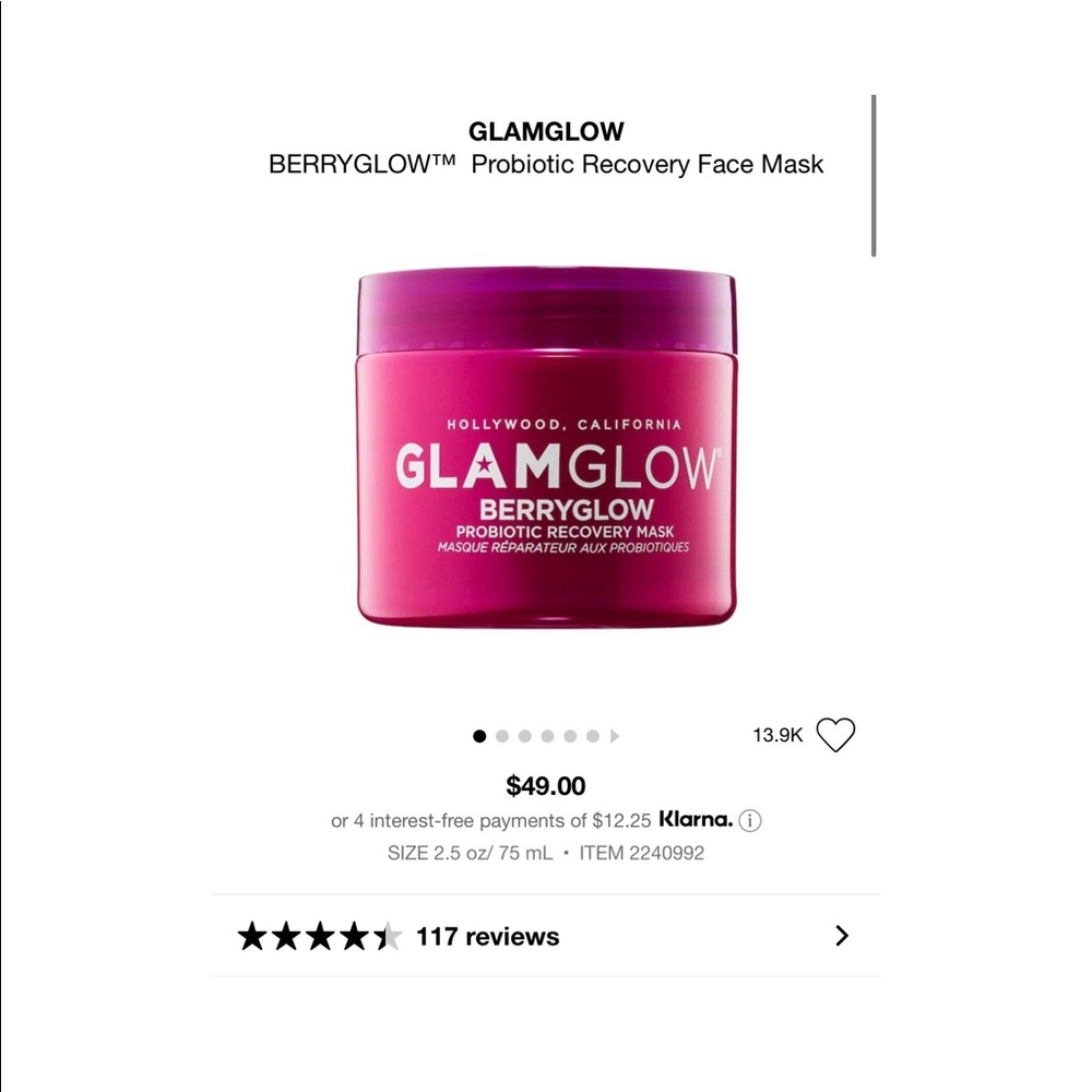 BERRYGLOW™  Probiotic Recovery Face Mask